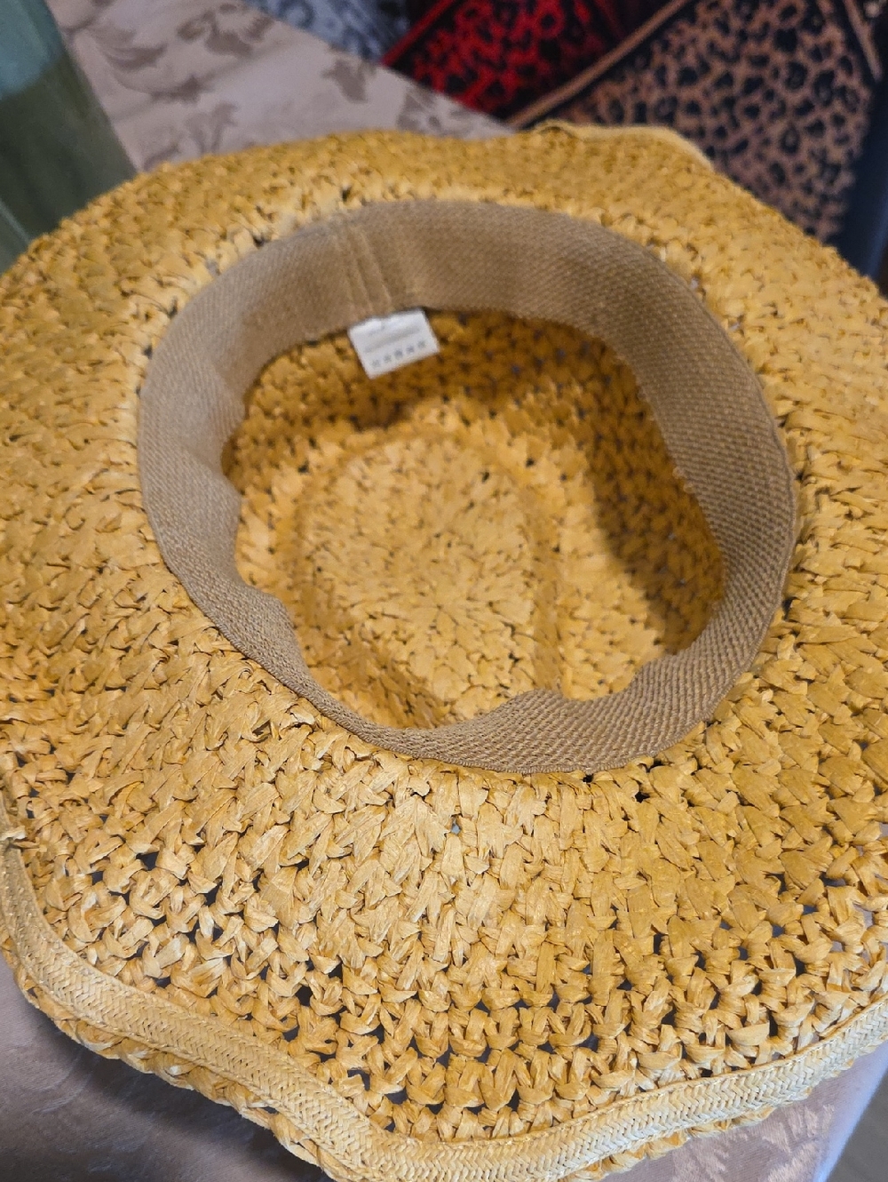 Woven Straw Sun Hat with Floral Accent - Natural - Picture 6 of 6